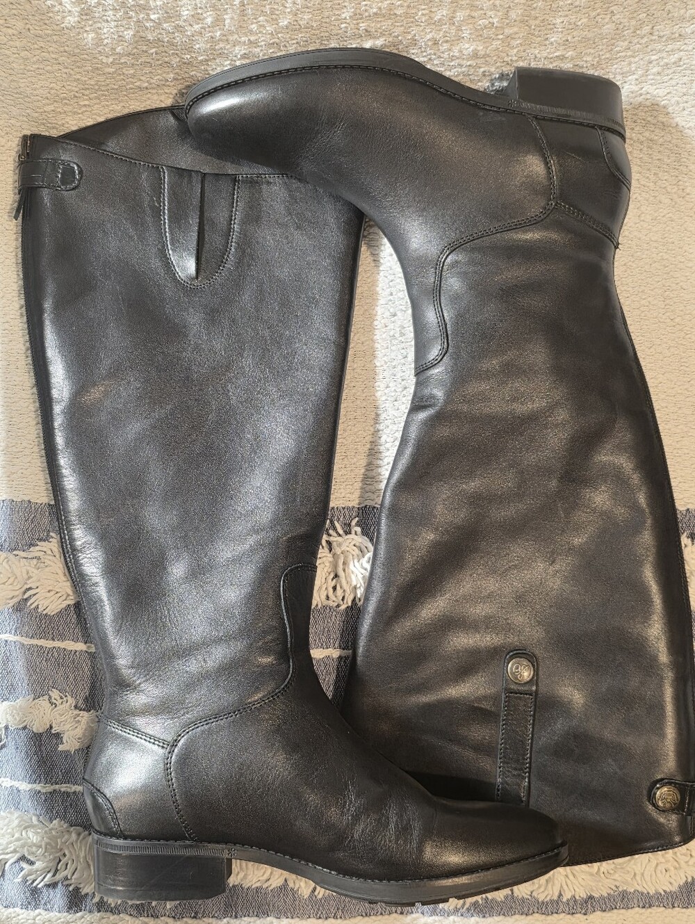 Sam Edelman Black Leather Knee-High Women's Boots - Picture 7 of 16